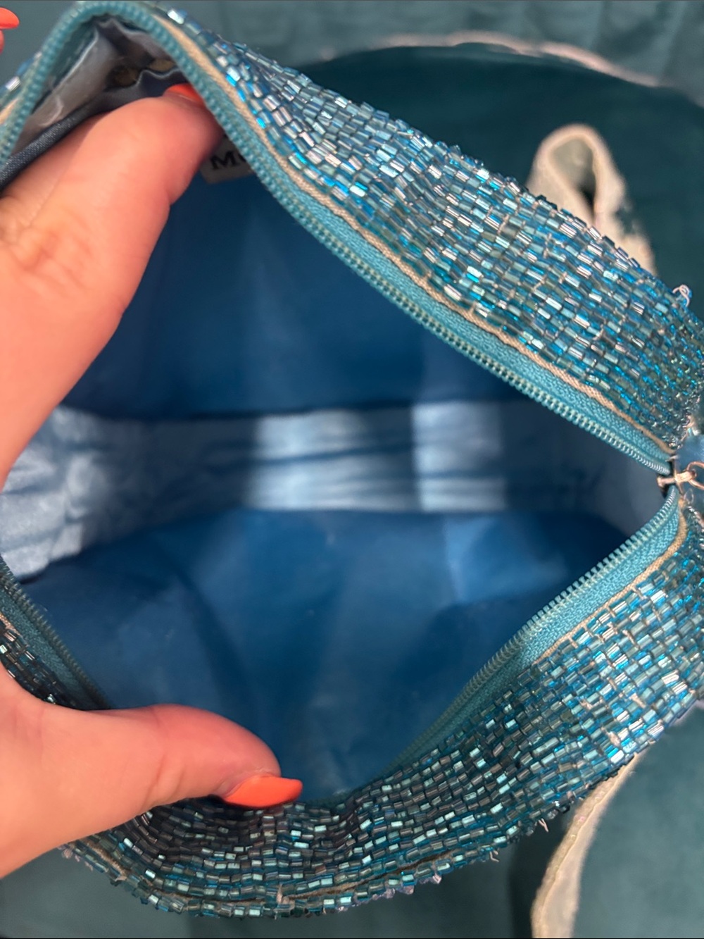 Moyna Beaded Star Stripe Crossbody in Teal and Light Blue - Picture 3 of 4